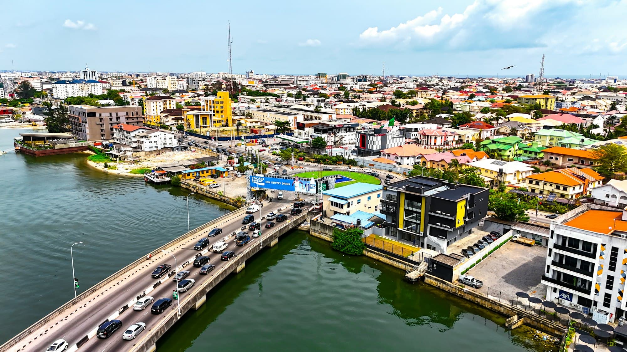 Aerial view of the Lekki-Ikoyi Link Bridge, Lagos
